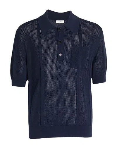 Lanvin Man Sweater Midnight Blue Size Xl Viscose, Cotton