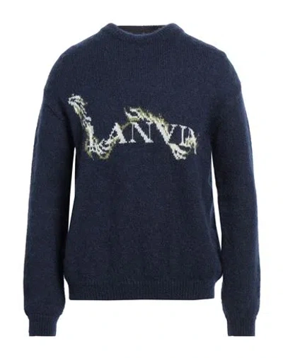 Lanvin Man Sweater Navy Size M Mohair Wool, Polyamide, Wool