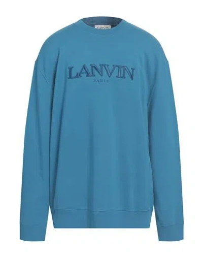 Lanvin Man Sweatshirt Azure Size L Cotton, Polyester, Elastane In Blue