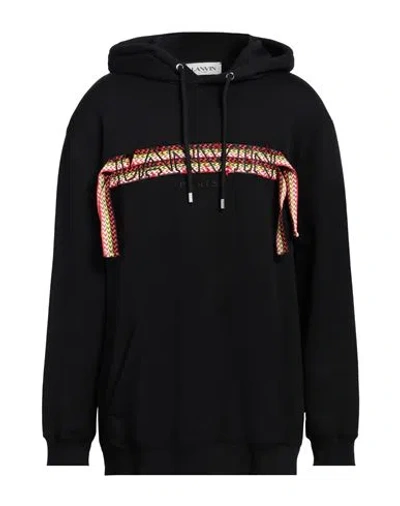 LANVIN LANVIN MAN SWEATSHIRT BLACK SIZE M COTTON, ELASTANE