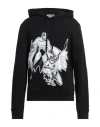 Lanvin Man Sweatshirt Black Size M Cotton, Metallic Polyester In Black
