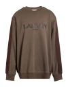 Lanvin Man Sweatshirt Dark Brown Size L Cotton, Polyester, Elastane In Brown