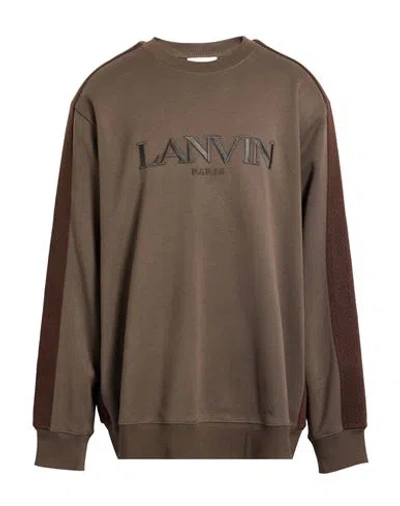 Lanvin Man Sweatshirt Dark Brown Size L Cotton, Polyester, Elastane