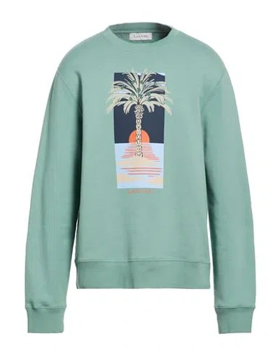 Lanvin Man Sweatshirt Sage Green Size Xl Cotton, Elastane