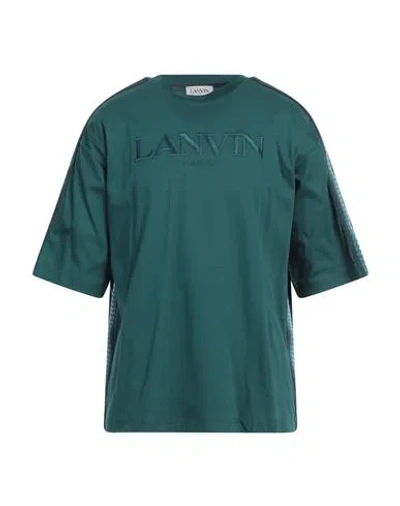 Lanvin Man T-shirt Dark Green Size L Cotton, Polyester In Green