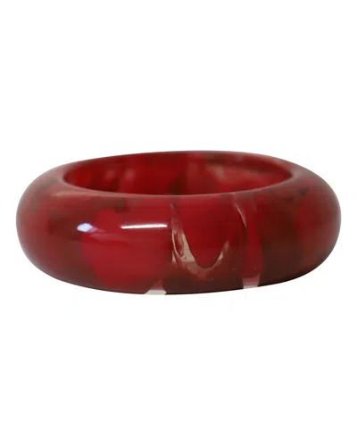 Lanvin Marble Resign Bangle Bracelet In Red And Black Plastic