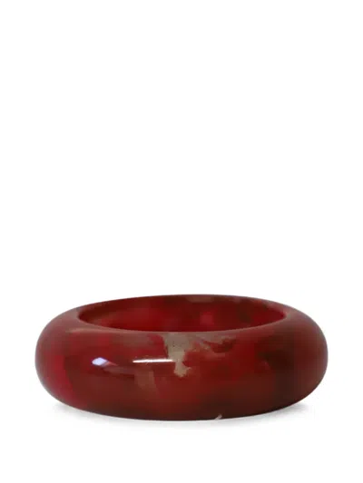 Pre-owned Lanvin Marble-pattern Bangle Bracelet In Red
