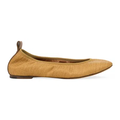 Lanvin Maroon Ballerine Avec Rafia Flats In Neutral