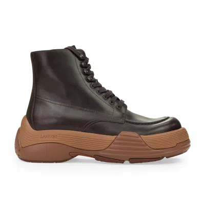 Lanvin Maroon Basses A Lacets Flash X Bold Boots In Brown
