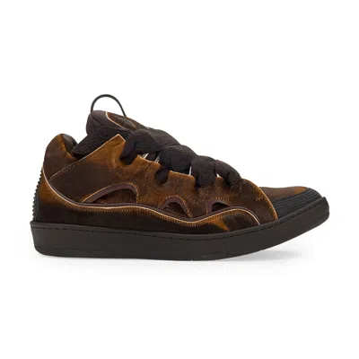 Lanvin Maroon Curb Sneakers In Brown