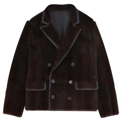 Pre-owned Lanvin Marten Fur Wool Lined Jacket In Black