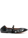 Lanvin Leather Mary Jane Ballerina Shoes In Black