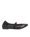 Lanvin Leather Mary Jane Ballerina Shoes In Black