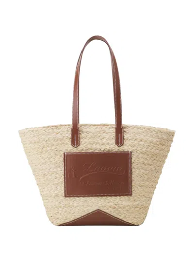 Lanvin Medium Catch Logo-patch Tote Bag In Neutral
