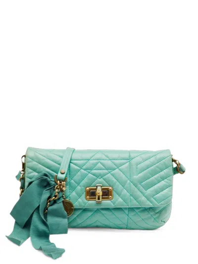 Pre-owned Lanvin Medium Happy Quilted Cross Body Bag In Green