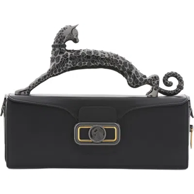 Lanvin Medium Pencil Cat Leather Bag In Black