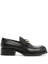 Lanvin Medley Leather Loafers In Black