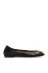 Lanvin Buckled Leather Ballerina Shoes