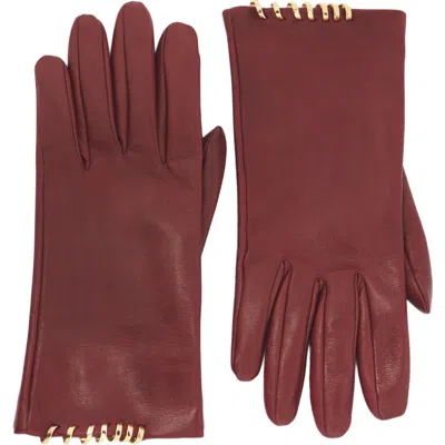 Lanvin Melodie Leather Gloves By  In Burgundy