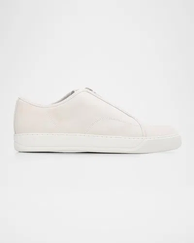 Lanvin Men & Apos;s Dbb1 Suede Zip-up Sneakers In White