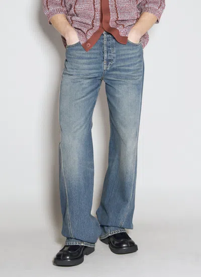 Lanvin Men Baggy Twisted Jeans In Blue