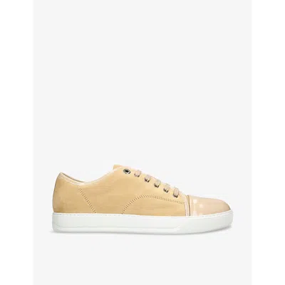 Lanvin Mens Beige Dbb1 Contrast-sole Suede And Leather Low-top Trainers