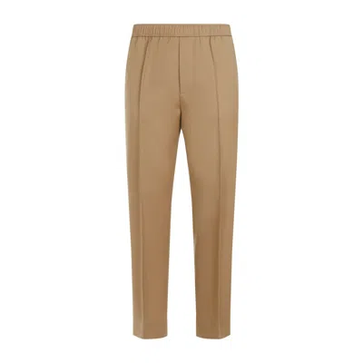 LANVIN MEN'S BEIGE TAPERED ELASTICATED TROUSERS FOR SS24 COLLECTION