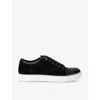 Lanvin Panelled Patent-leather And Velvet Low-top Trainers In Black