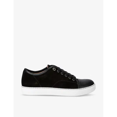 Lanvin Mens Black Dbb1 Contrast-sole Suede And Leather Low-top Trainers