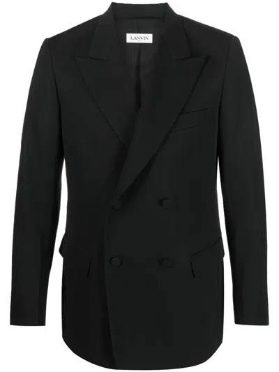 LANVIN MEN'S BLACK DOUBLE BREASTED JACKET