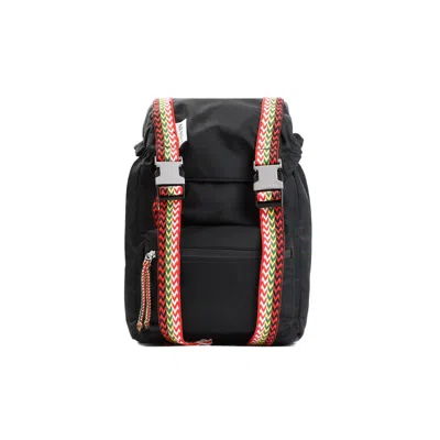 Lanvin Men's Black Nylon Backpack With Front Flap And Silver-tone Hardware