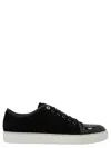 Lanvin Low-top Sneakers With Glossy Patent Toe Cap And Suede Upper In Black