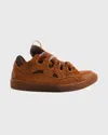 LANVIN MEN'S CAGED SUEDE JUMBO-LACE SNEAKERS