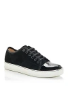 Lanvin Low-top Sneakers With Glossy Patent Toe Cap And Suede Upper In Black