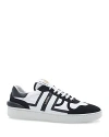 Lanvin Clay Low Top Sneakers In White/black Leather And Nylon