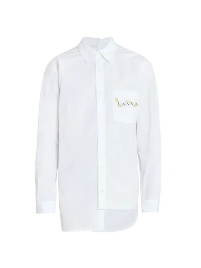 Lanvin Men's Cny Asymmetric Button-front Shirt In Optic White