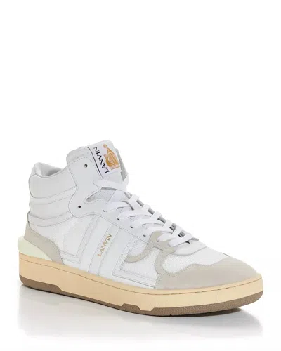 Lanvin Men's Curb Clay Tennis Leather & Mesh Hi Top Sneakers In White