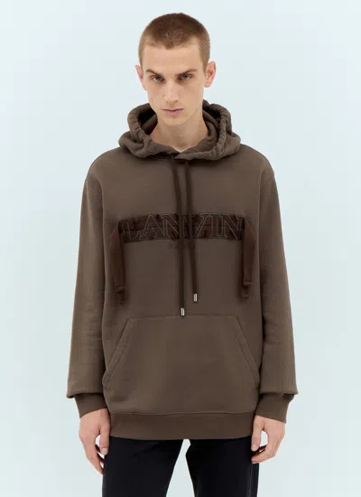 Lanvin Men Curb Hooded Sweatshirt In Brown