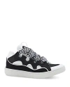 Lanvin Curb Leather, Suede And Mesh Low-top Trainers In Blk/white