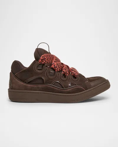 Lanvin Men's Curb Mesh And Suede Low-top Sneakers