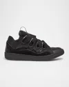 Lanvin Men's Curb Napa Leather Low-top Sneakers In 010 - Black/black