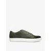 Lanvin Mens Dbb1 Contrast-sole Suede And Leather Low-top Trainers Dark G In Dark Green