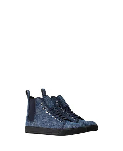 Lanvin Dbb1 High Top Denim Sneakers In Blue