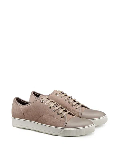 Lanvin Dbb1 Suede And Leather Sneakers For Men In Beige