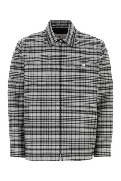 Lanvin Men Embroidered Cotton Blend Shirt In Multicolor