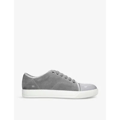Lanvin Mens Grey Dbb1 Contrast-sole Suede And Leather Low-top Trainers