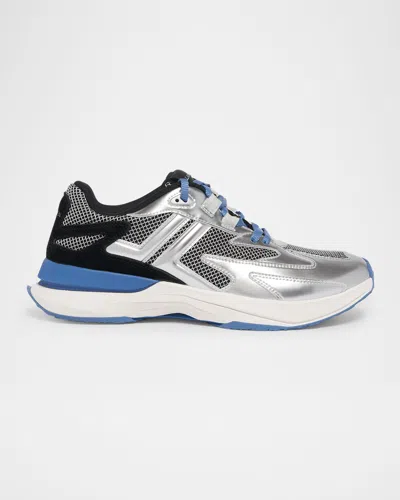 Lanvin Men's Jla Mesh & Leather Low-top Runner Sneakers In Gray