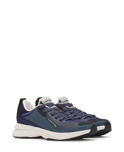 Lanvin Men's L-i Mesh Sneakers In Brown