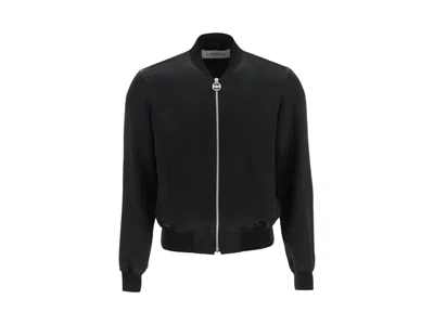 Pre-owned Lanvin Men's  Crystal Logo Bomber Jacket In Black/blue In Multi