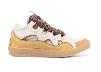 Pre-owned Lanvin Men's  Curb Sneaker Sneakers In Beige/brown/white